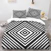 CozyRest 3-Piece Reversible Duvet Cover Set, 180 x 200 cm, Black-and-White 3D Stripe Pattern view 2
