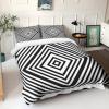 CozyRest 3-Piece Reversible Duvet Cover Set, 180 x 200 cm, Black-and-White 3D Stripe Pattern view 3