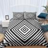 CozyRest 3-Piece Reversible Duvet Cover Set, 180 x 200 cm, Black-and-White 3D Stripe Pattern view 4