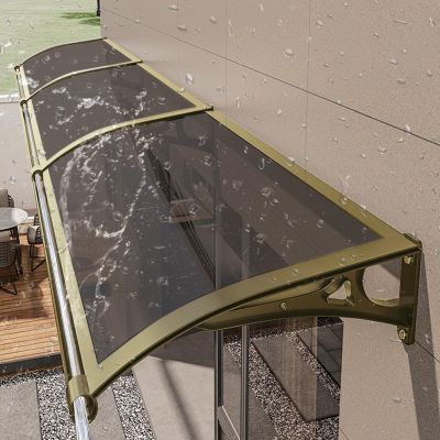 Extern Modern Polycarbonate Door Canopy, Aluminum Window Awning, Weatherproof Entryway Canopy, Balcony Cover, UV, Rain and Snow Protection (L120*W100cm/L48*W