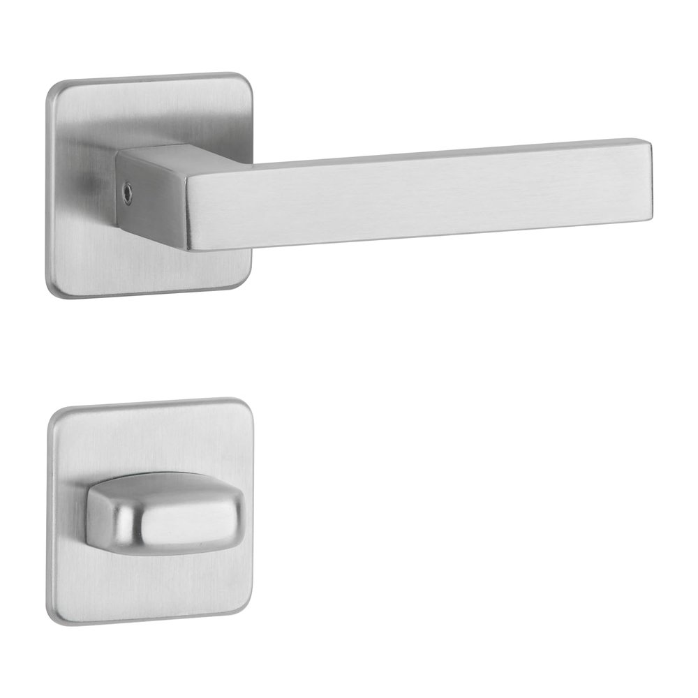 FELGNER Parma Door Handle Set for Bathroom and WC, Matte Stainless Steel