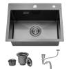 Bokaiya Black Stainless Steel Single-Bowl Kitchen Sink, 55 x 45 cm view 1