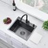 Bokaiya Black Stainless Steel Single-Bowl Kitchen Sink, 55 x 45 cm view 2