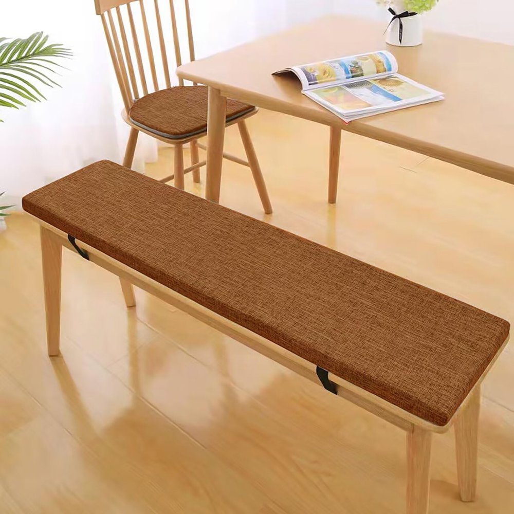 Bikoyu Bench Cushion, Removable Cover, Non-Slip, Coffee, 100 × 30 × 5 cm