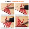Multifunctional Aluminum Carpenter's Square, 18 cm, 45°/90° Angles view 2