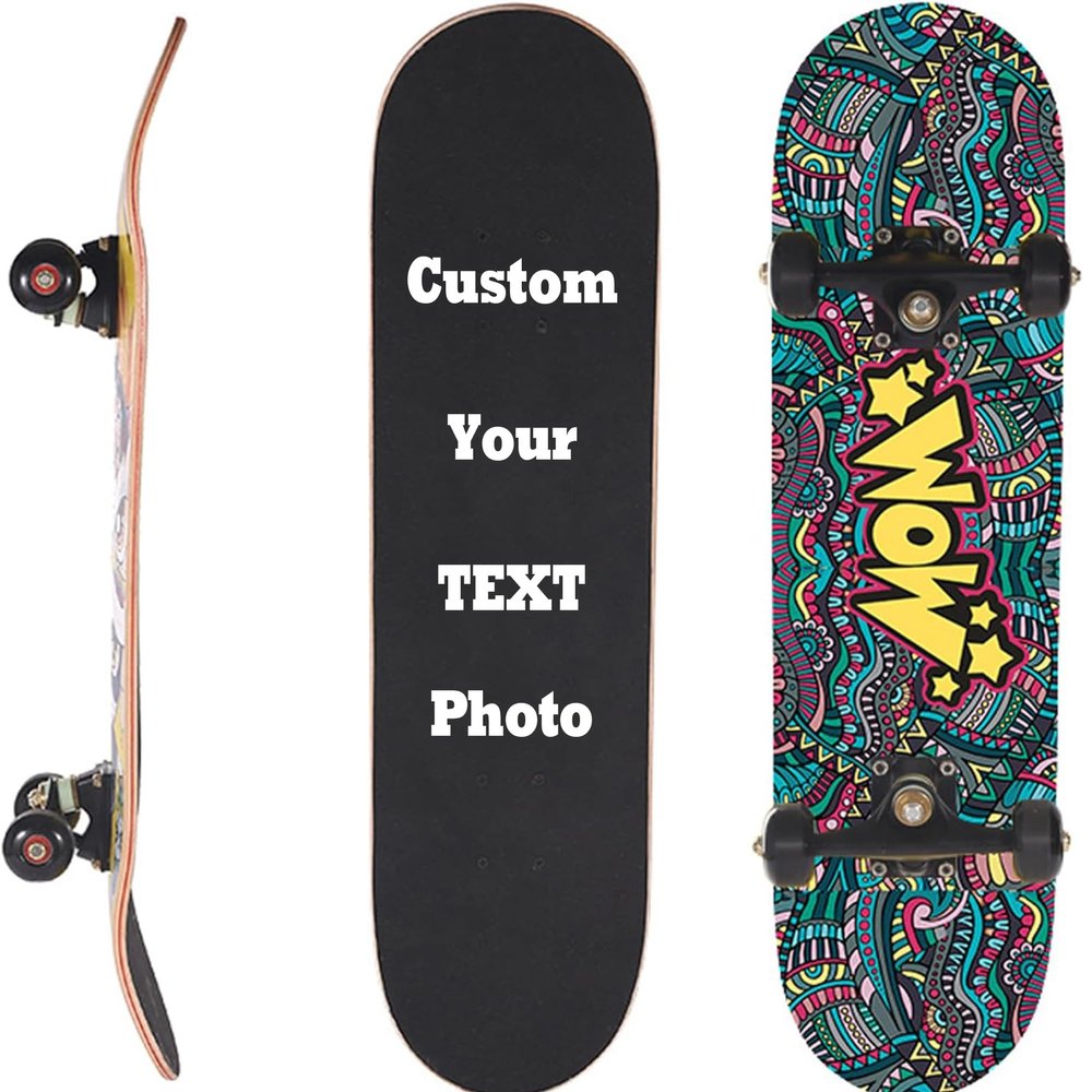 Custom Four-Wheel Skateboard with Double-Kick Concave Deck