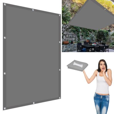 Square Sun Shade Sail 3.7 x 4.7 m, Light Gray, with Ropes and Mounting Kit