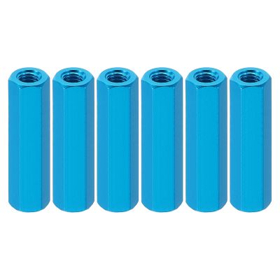 PATIKIL 6-Pack M3 x 30 mm Aluminum Hex Coupling Nuts, Threaded Sleeves and Spacers, Blue