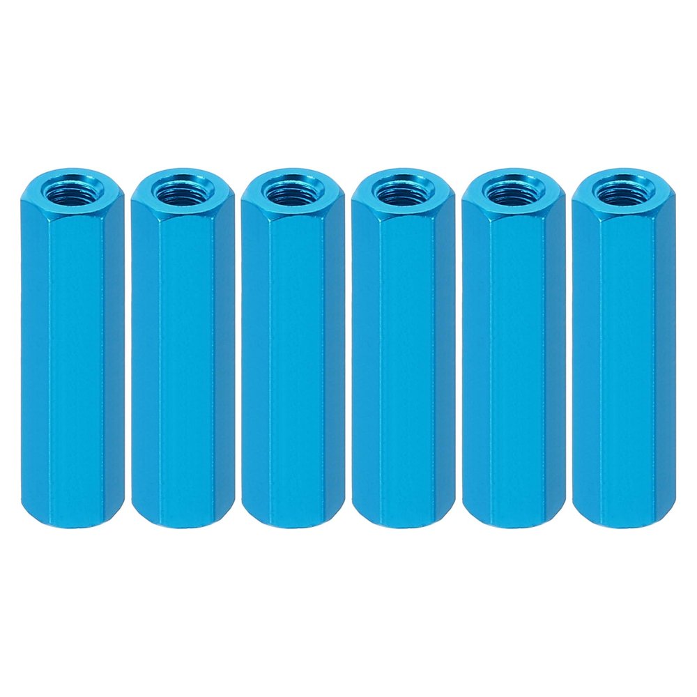 PATIKIL 6-Pack M3 x 30 mm Aluminum Hex Coupling Nuts, Threaded Sleeves and Spacers, Blue