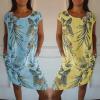 BFDSGWQ Needream Women's Cotton-Linen Dress with Printed Design and Crew Neck, Summer Casual Dress (H, XXL) view 2