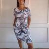 BFDSGWQ Needream Women's Cotton-Linen Dress with Printed Design and Crew Neck, Summer Casual Dress (H, XXL) view 4
