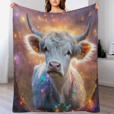 PAZZK Premium Cow Flannel Throw Blanket, Extra Soft All-Season TV Blanket, 140 x 180 cm