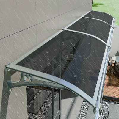 Modern Exterior Window and Door Awning, Weather-Resistant Polycarbonate and Aluminum Canopy, UV, Rain and Snow Protection (Size: L120 × W40)