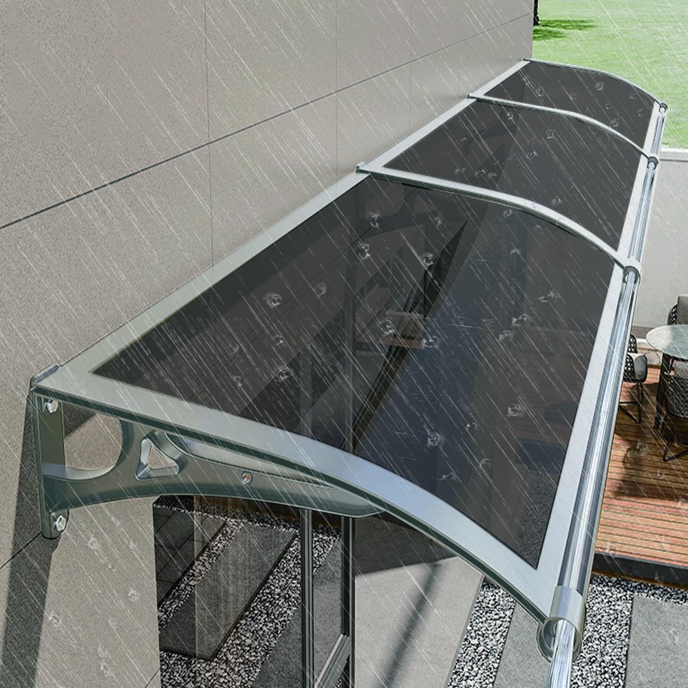 Modern Exterior Window and Door Awning, Weather-Resistant Polycarbonate and Aluminum Canopy, UV, Rain and Snow Protection (Size: L120 × W40)