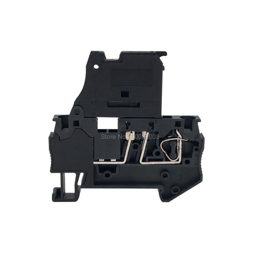 10-Pack ST 4-HESI 5 x 20 mm Fuse Terminal Blocks with Disconnect Lever, Spring-Cage Connection, NS 35 DIN Rail (Black, 0.5 A Fuse)