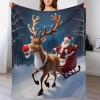 PAZZK Santa Claus Flannel Throw Blanket, Super Soft, Thick Fleece Blanket, 4-Season, 59 x 79 in view 1
