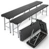 AREBOS Set of 2 Folding Beer Benches, Black view 1