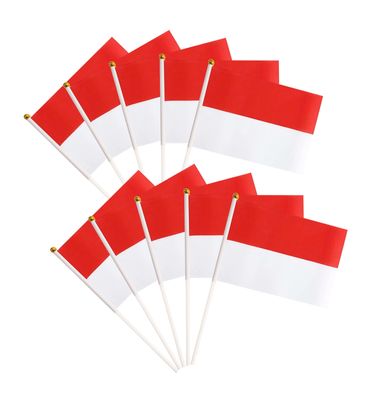 Indonesian Hand Flags, 50 Mini National Flags for Parties and Parades