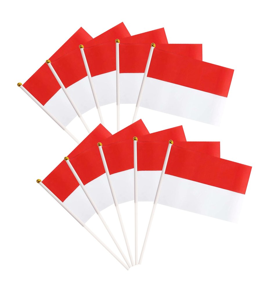 Indonesian Hand Flags, 50 Mini National Flags for Parties and Parades