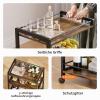 HITNET 3-Tier Bamboo Bar Cart with Wheels, Rustic Brown and Black view 4