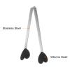 QUARKZMAN 13.5 cm Stainless Steel Kitchen Tongs with Silicone Heart Tips, Black view 4