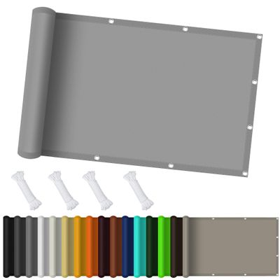 Waterproof Sun Shade Sail 3.2 x 6.8 m, 98% UV Protection, Light Gray