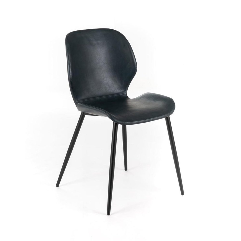 MONDO VIRO Liam Elegant Soft-Touch Faux Leather Dining Chairs, Vintage, 45 x 55 x 83 cm, Set of 8, Petrol