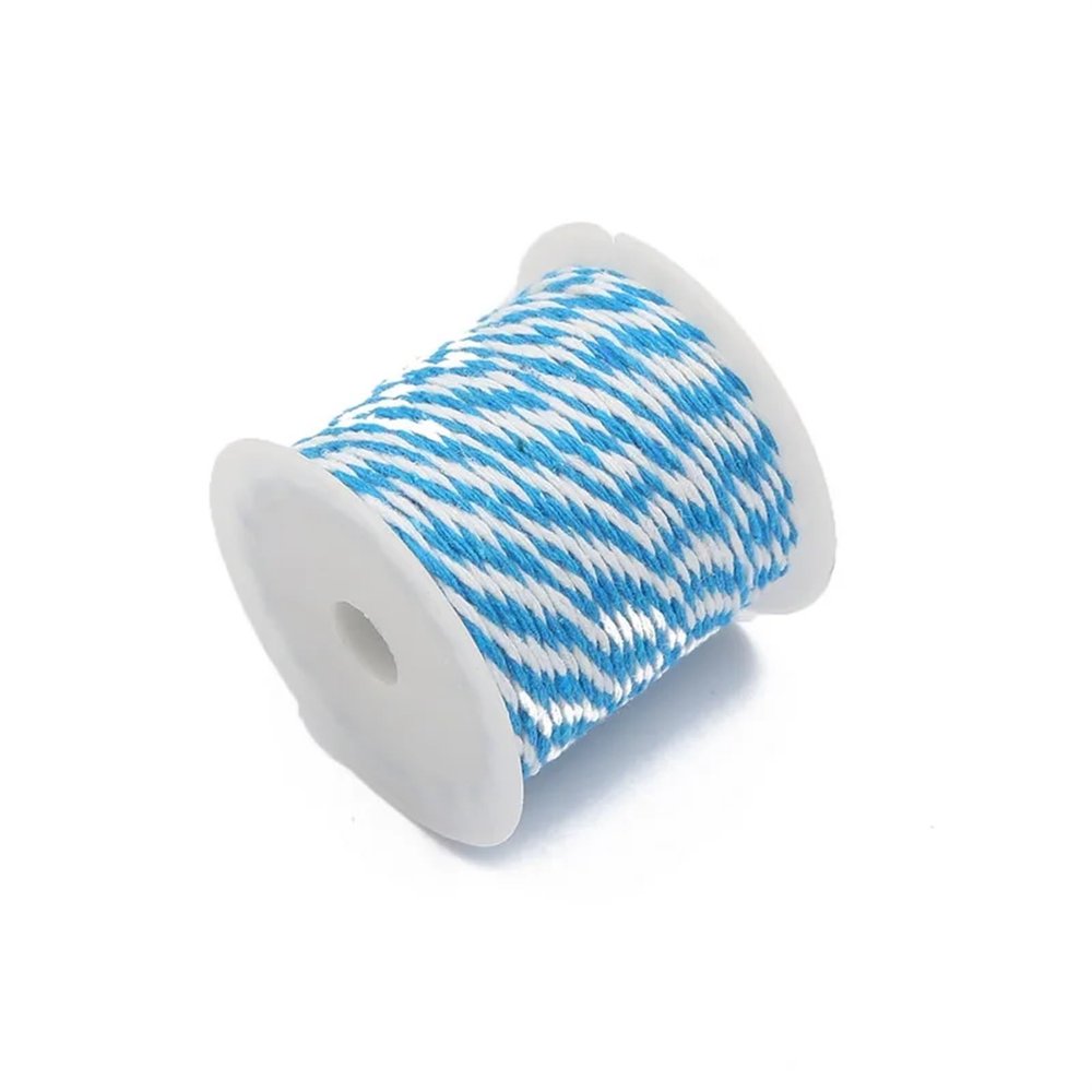 10 m/roll Two-Tone Cotton Cord, Twisted Craft String, Turquoise