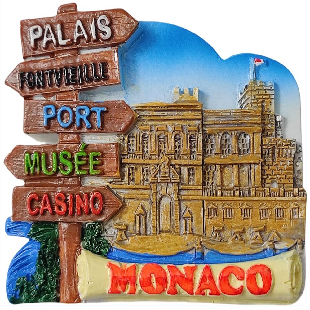 3D Monaco Refrigerator Magnet, Tourist Souvenir, Hand-Painted Decor