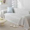 Epinki Sofa Throw, 210 x 180 cm, Solid Color with Dot Pattern, Anti-Slip Ice Silk, Gray view 2