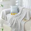 Epinki Sofa Throw, 210 x 180 cm, Solid Color with Dot Pattern, Anti-Slip Ice Silk, Gray view 3