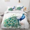 VULORA 3-Piece Peacock Flower Bedding Set, Green 3D Pattern, 220 x 240 cm view 1