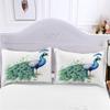 VULORA 3-Piece Peacock Flower Bedding Set, Green 3D Pattern, 220 x 240 cm view 4