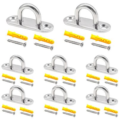 CEEYSEE 8-Pack Stainless Steel Eye Plates with M5 Hooks and Screws