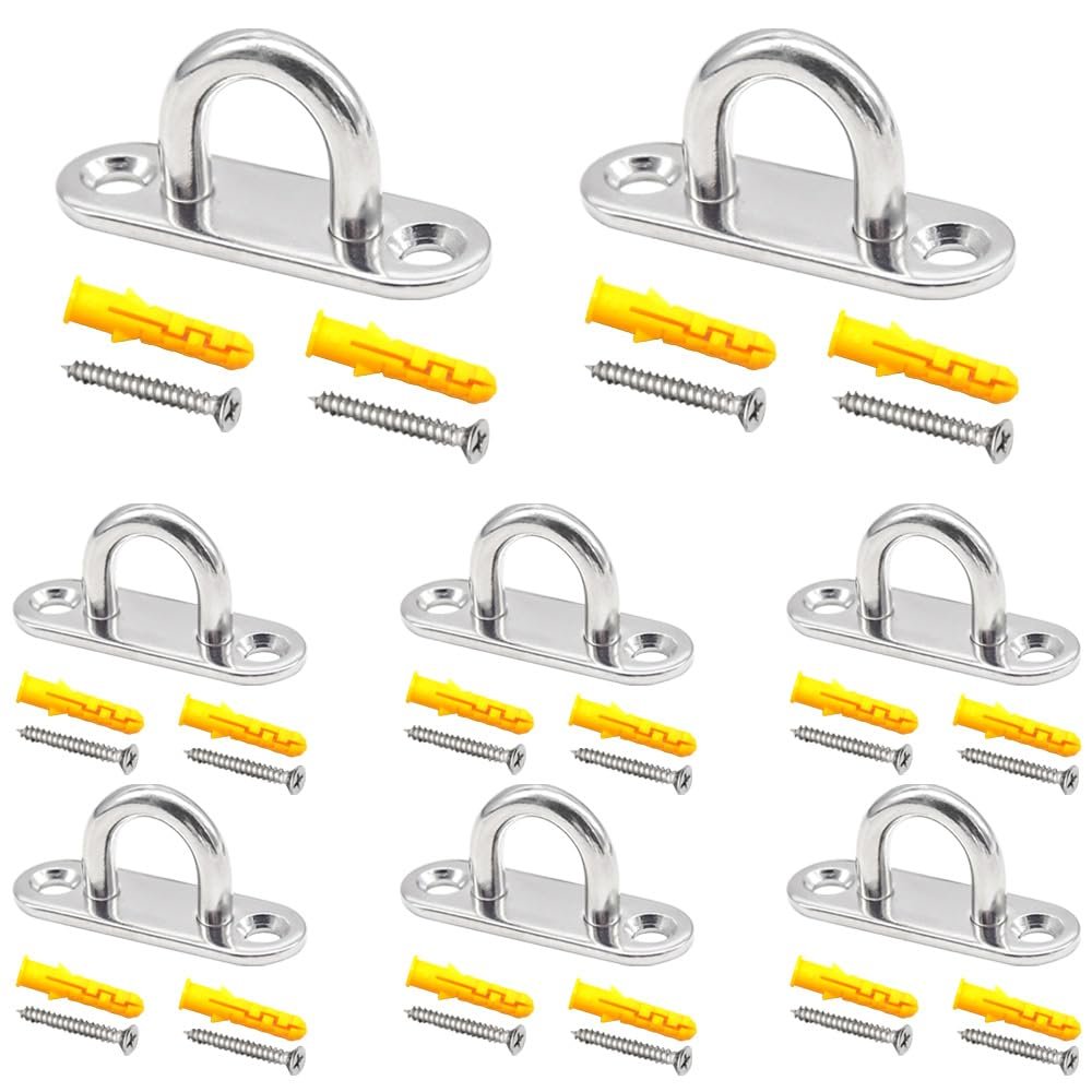 CEEYSEE 8-Pack Stainless Steel Eye Plates with M5 Hooks and Screws