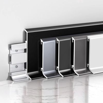 Anodized Aluminum Baseboard, 125 cm × 4, White, 40 mm