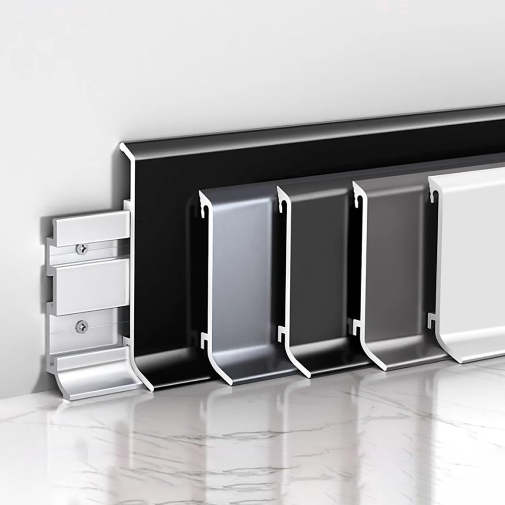 Anodized Aluminum Baseboard, 125 cm × 4, White, 40 mm