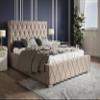 Emporius Leno Upholstered Bed 180 x 200 cm with Slatted Base, Storage, Velvet and Crystal Buttons – Beige view 1