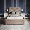 Emporius Leno Upholstered Bed 180 x 200 cm with Slatted Base, Storage, Velvet and Crystal Buttons – Beige view 2