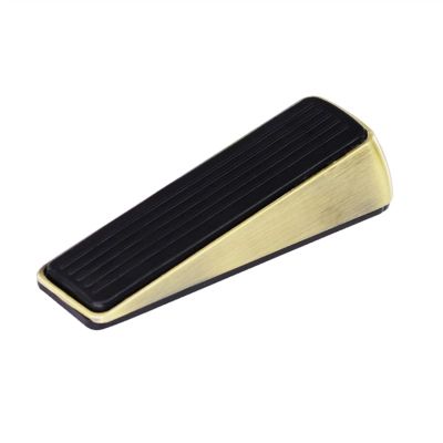 Nail-Free Zinc Alloy Door Wedge Stopper, Rubber Hidden Door Holder, Bronze, Gold, Black, Bright Chrome, 1 Piece