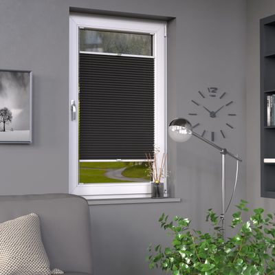 Deco-Raum Custom Black Pleated Blind for Windows and Doors, W 101–110 cm, H 40–100 cm