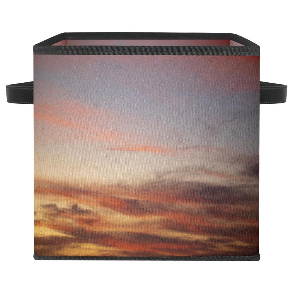 VAPOKF Foldable Fabric Storage Cube with Handles, Cloud Sunset Dark