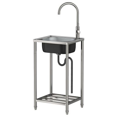 Freestanding Stainless Steel Kitchen Sink, 1 Basin, 82 × 38 × 33 cm