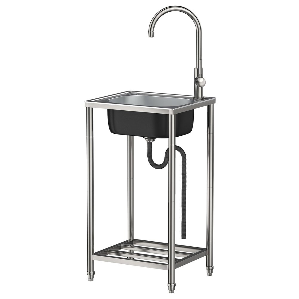 Freestanding Stainless Steel Kitchen Sink, 1 Basin, 82 × 38 × 33 cm
