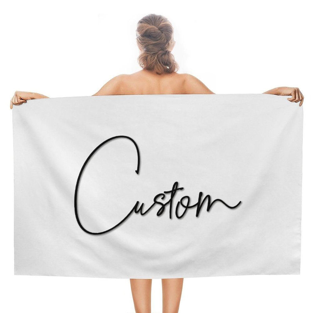 Personalized Beach Towel, 78.9 x 130.9 cm, Quick-Drying, Soft, Lightweight, Letter Monogram, Font, Travel Towel for Gym, Pool, Spa, 78.9 x 139.9 cm