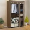 Kedia Fabric Wardrobe with Zipper, Clothing Rack and Shoe Storage, 110 × 45 × 178 cm, Coffee view 1