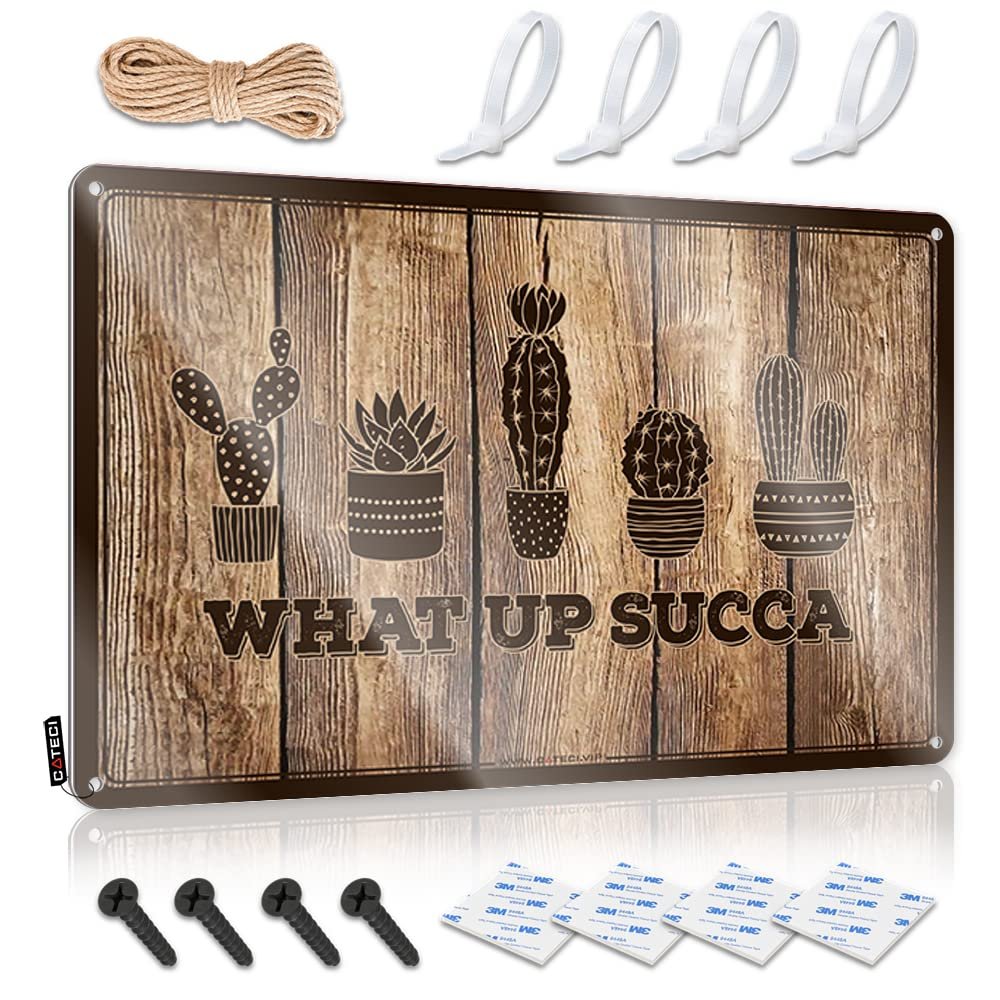 Funny Metal Sign for Outdoor Use, “What Up Succa” Design, 30 x 40 cm