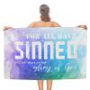 Beach Towel with “For All Have Sinned and Fall Short of the Glory of God,” Soft, 78.9 x 139.9 cm, Shrink-Resistant Cotton view 1
