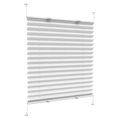 Custom-Size No-Drill Pleated Blind, 95 x 100 cm, White