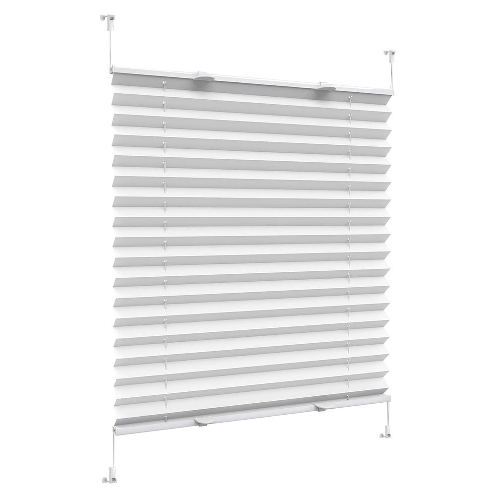 Custom-Size No-Drill Pleated Blind, 95 x 100 cm, White